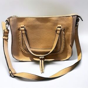 SOLE SOCIETY Tan Women’s Satchel Bag with Animal print lining.
